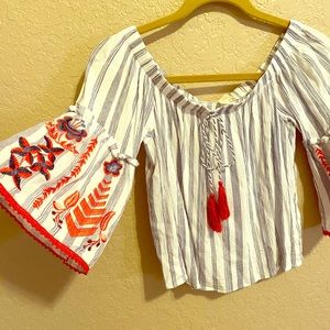 Embroidered Off the Shoulder Blouse